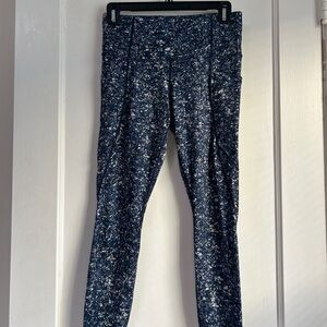 Athleta Navy and White Speckled Leggings - Size SP